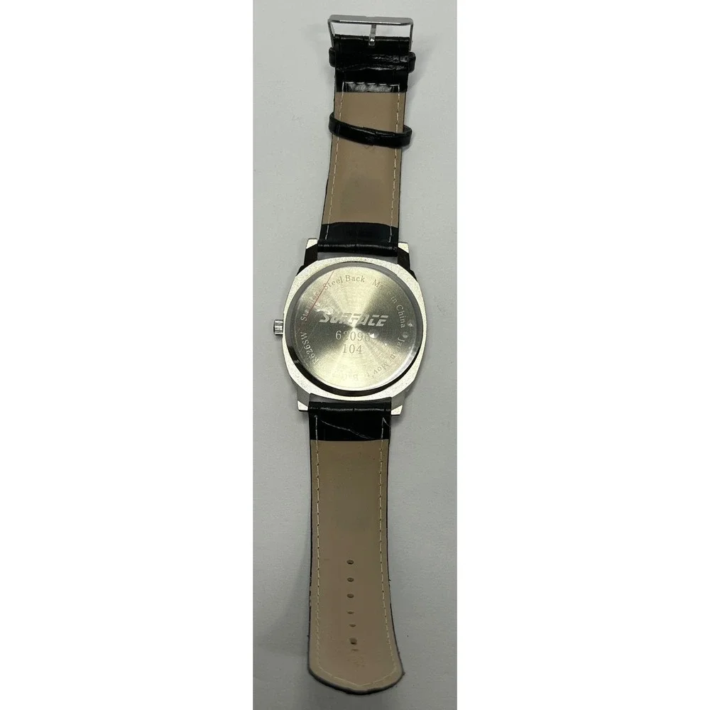 Surface Men's‎ Watch & Pocket Watch Set Black Leather Band Tachymeter Cross New